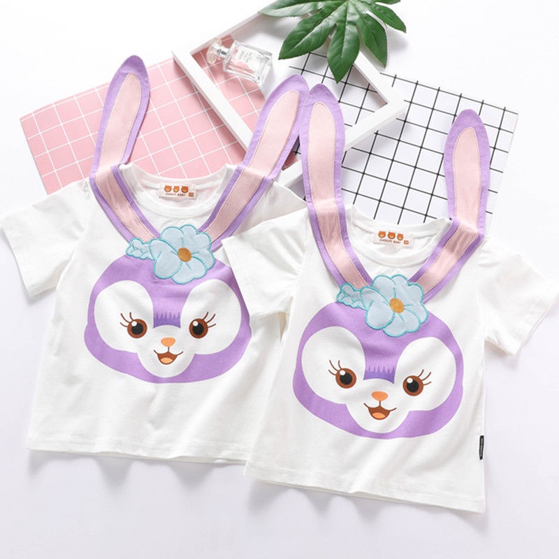 Áo thun Cotton họa tiết thỏ hoạt hình đáng yêu thời trang mùa hè cho bé