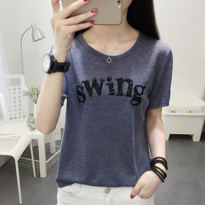 Áothun tay ngắn chất liệu lụa lạnh có size lớn dành cho phụ nữ trung niên