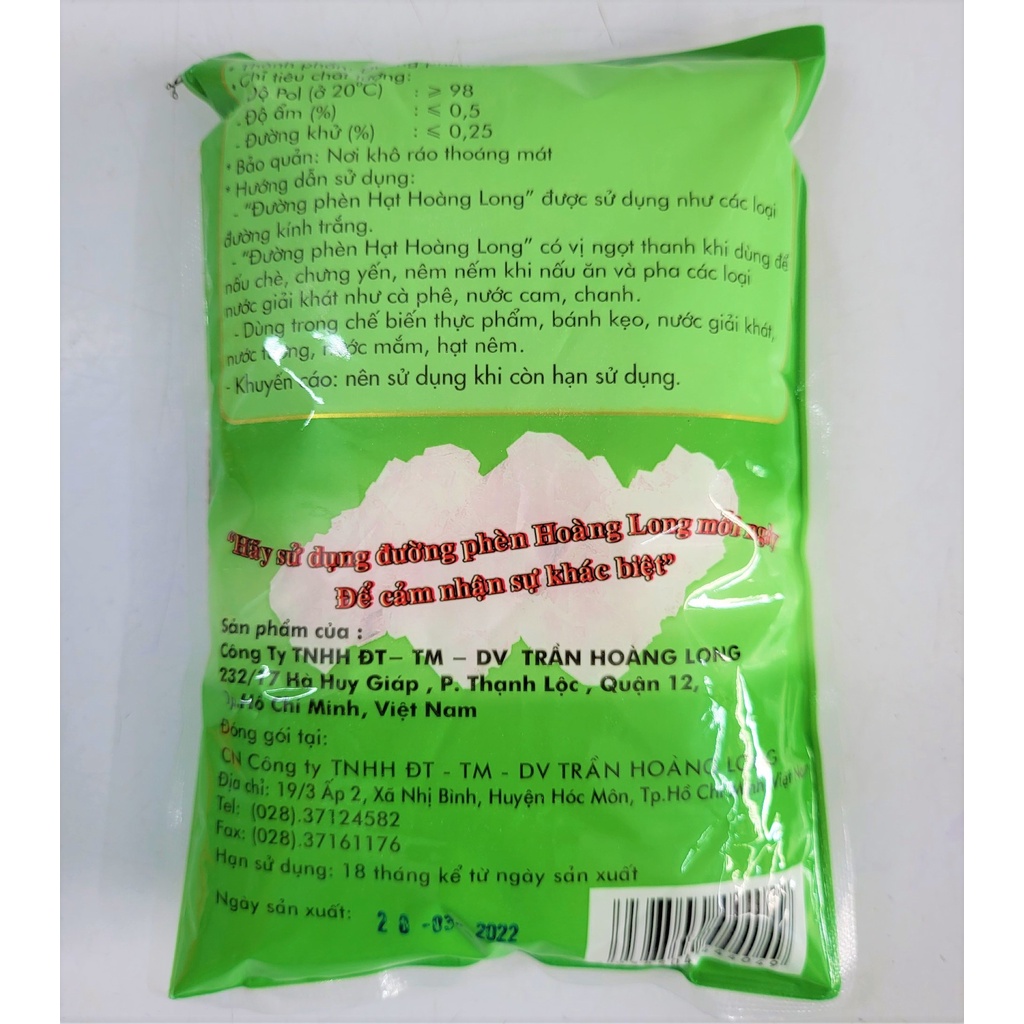 [Túi XANH 500g] ĐƯỜNG PHÈN HẠT [VN] HOÀNG LONG Rock Sugar