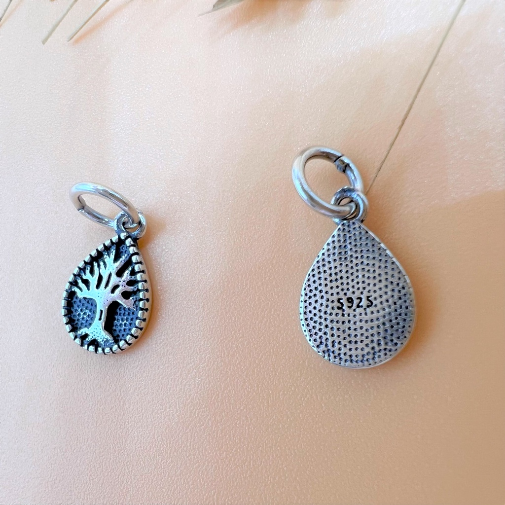 Charm móc treo cây gia đình hình giọt nước - Charm bạc 925 - Mã CA775