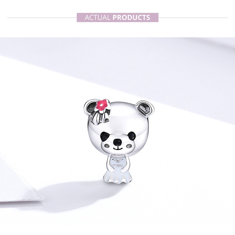 Hạt Phụ Kiện Bamoer Bạc 925 SCC1473 Hình Gấu Làm Dây Chuyền Vòng Tay