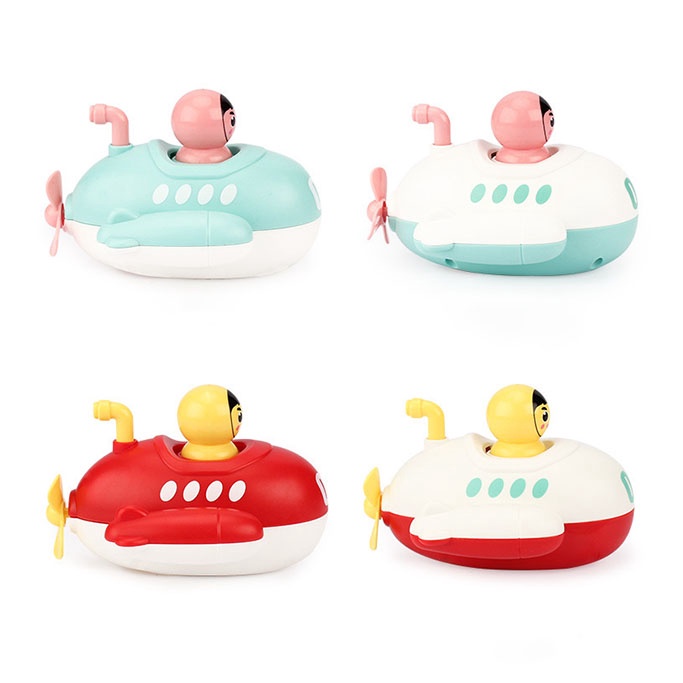 Tàu chiến vặn cót bơi và bắn nước - Đồ chơi nhà tắm bằng nhựa ABS cho bé SN04