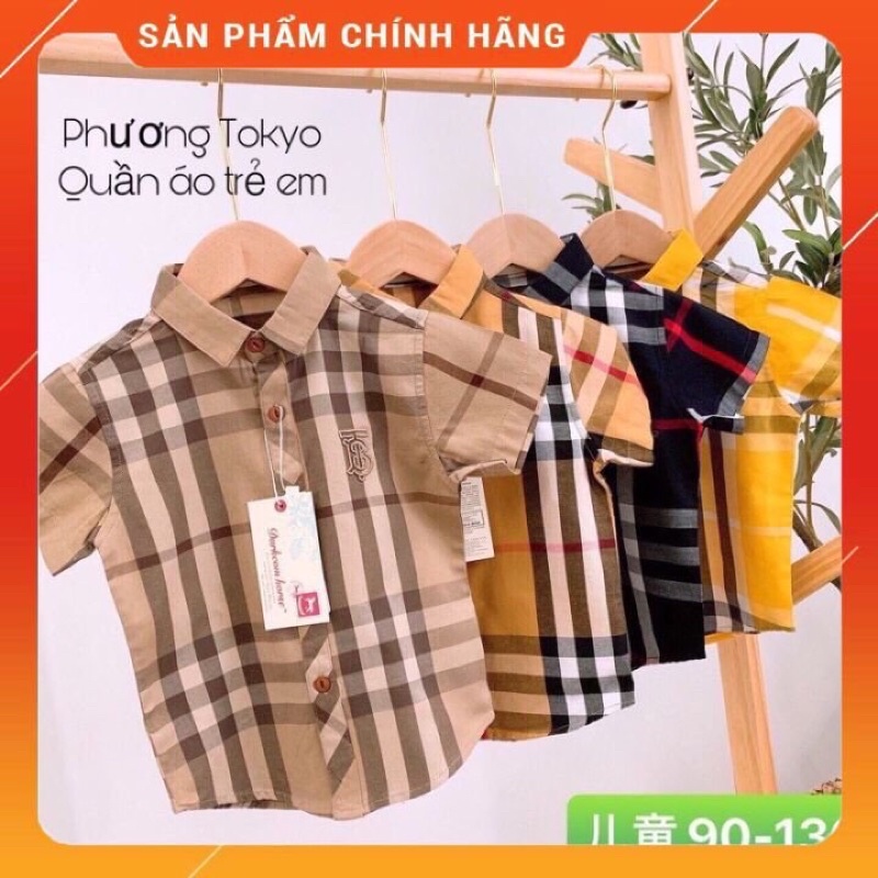 Áo sơ mi kẻ bbr cộc tay mùa hè cho bé trai từ 1- 6 tuổi  phương kid