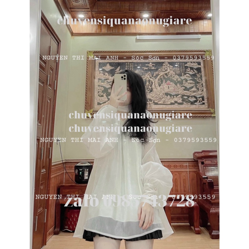 Áo babydoll tay bồng tiểu thư dấu quần kaca chuyensiquanaonugiare
