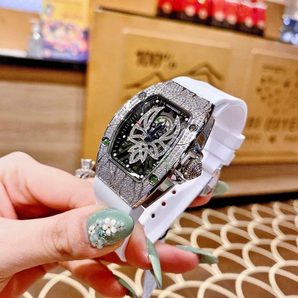 Đồng Hồ Nữ Hanboro Quartz HBR 817 , Dây Cao Su , Size 30x40mm