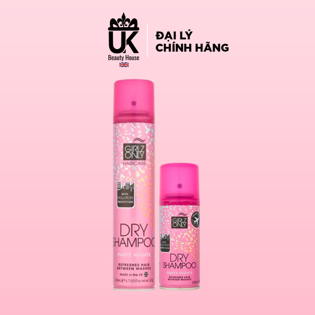 Combo 2 Dầu Gội Khô Girlz Only Dry Shampoo Party Nights Fullsize 200ml + Travel Size 100ml