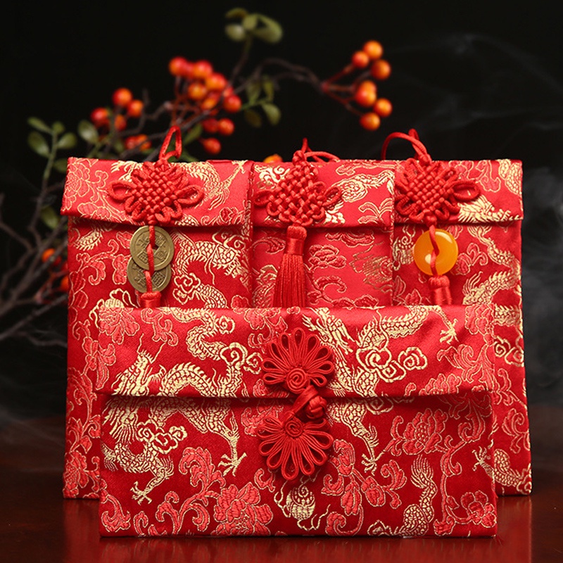 [CÓ SẴN]Bao Lì Xì Vải Gấm Thêu Hoa Văn Cao cấp