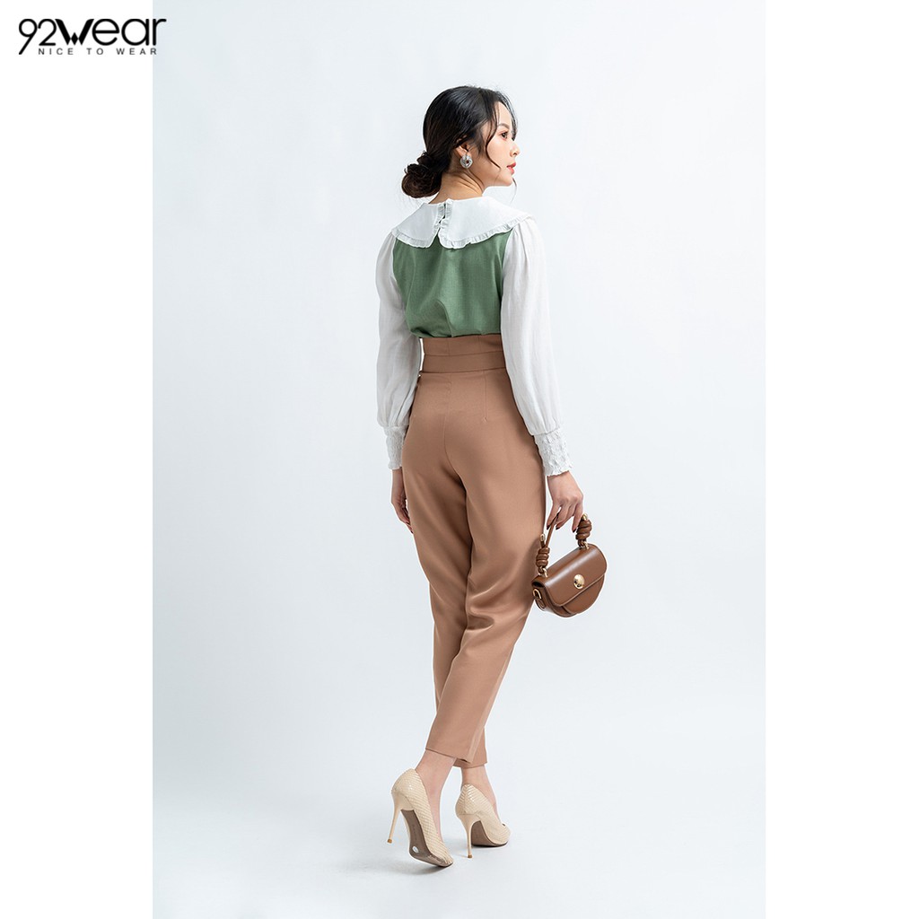 Quần baggy nữ cạp cao gấp ly QAW0680 - 92WEAR | BigBuy360 - bigbuy360.vn