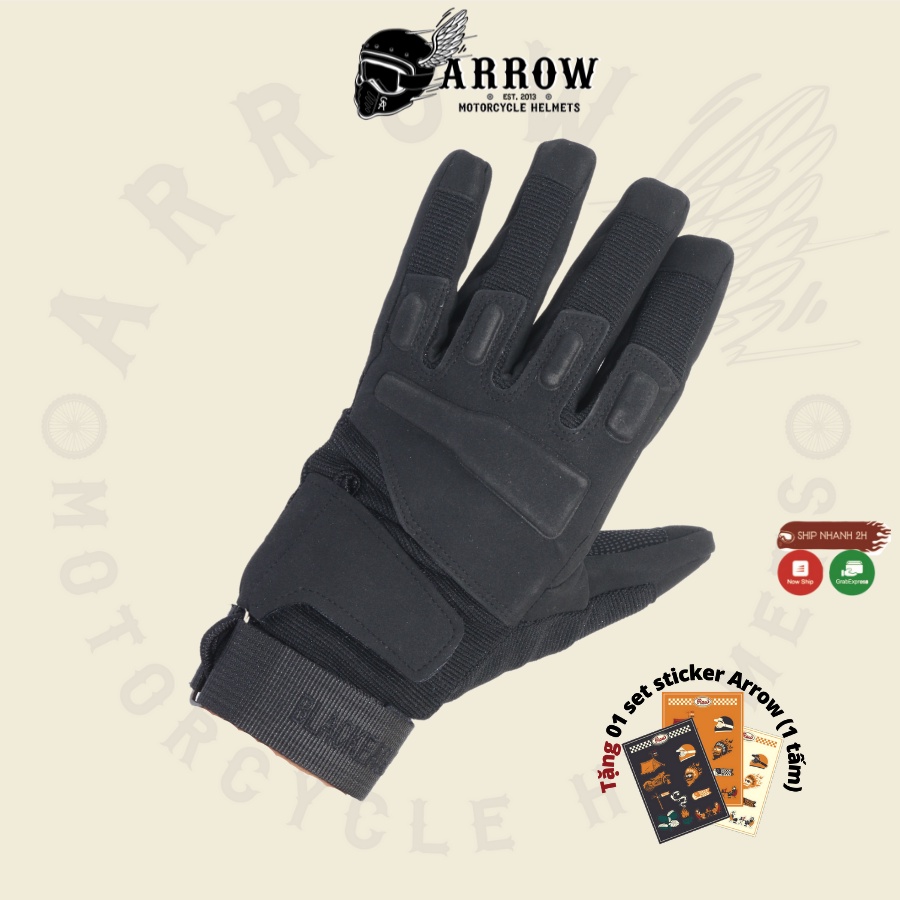 Găng tay đi xe máy dài ngón Blackhawk arrow shop thoáng mát bảo hộ đi phượt giá rẻ