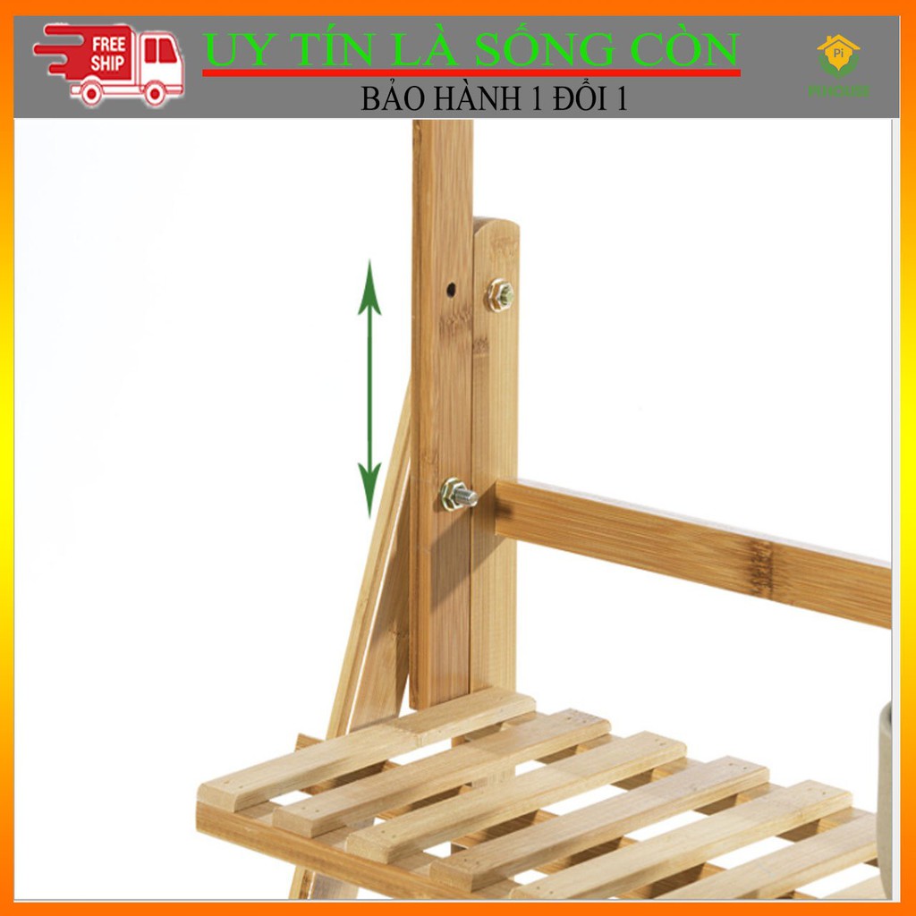[SANG TRỌNG] Giá/Kệ để chậu hoa cây cảnh sân vườn ban công ,đồ trang trí gỗ tre cao cấp không mối mọt
