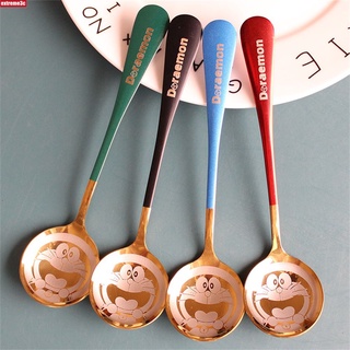 Doraemon phim hoạt hình thìa Rose Gold muỗng cà phê tinh tế in thép không gỉ muỗng 【 Extreme3C 】