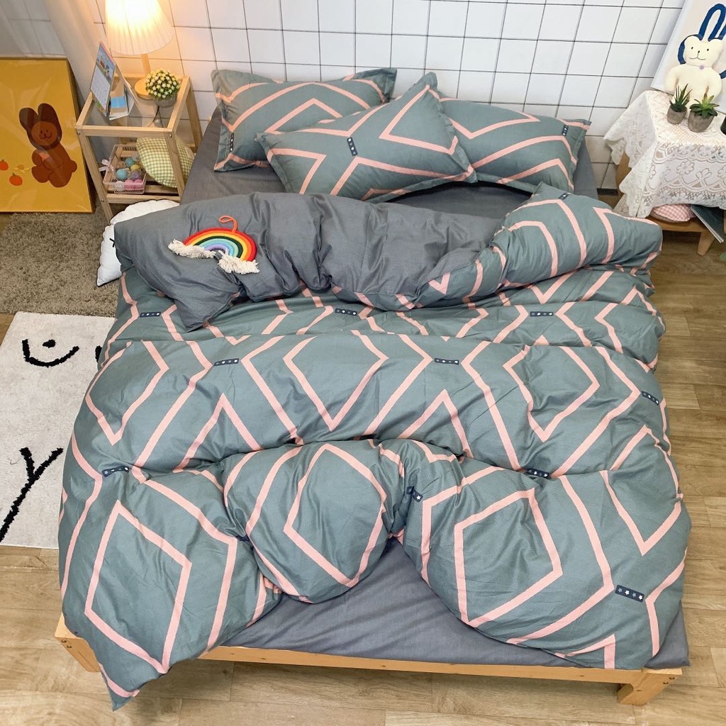 Bộ chăn ga gối Cotton Poly TKN STORE ,Drap giường Hàn Quốc miễn phí bo chun ga giường bọc đệm