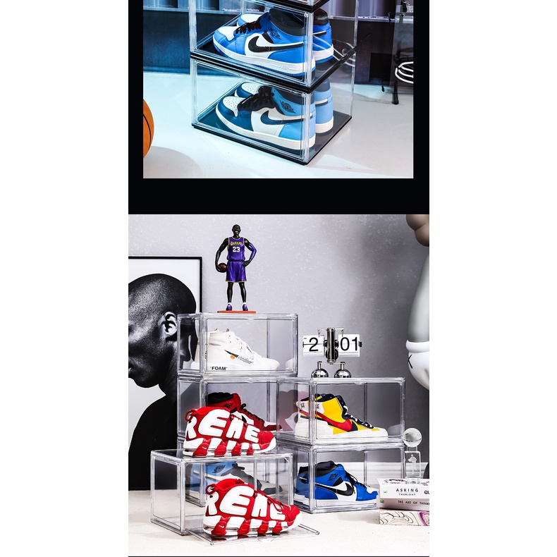 Hộp Đựng Giày Bằng Acrylic Trong Suốt Có Thể Mở Thủ Công