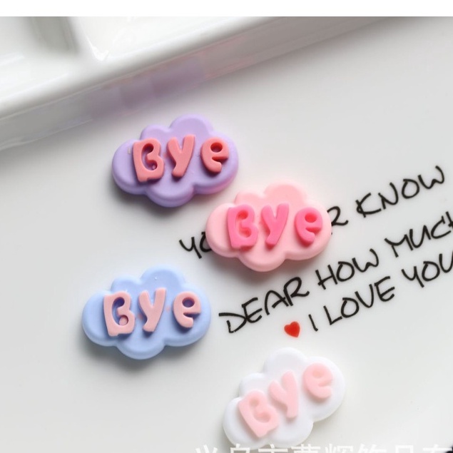 Charm (C377) slime/ Dụng Cụ Charm Trang Trí[Ko Keo &amp; Nút]  Hình Chữ Hi/ Bye (2.5x1.8cm)