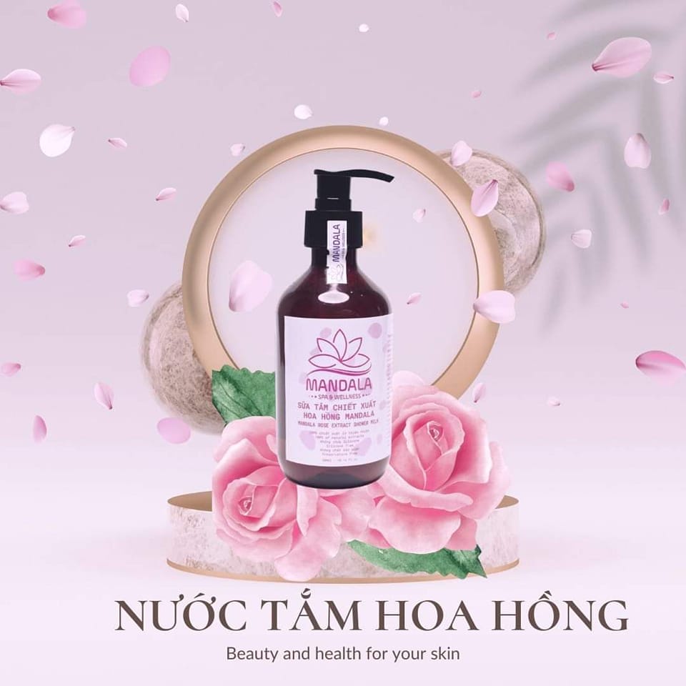 Sữa Tắm Thảo Dược Chiết Xuất Hoa Oải Hương Hoa Hồng  Mandala Cung Cấp Độ Ẩm Giúp Giảm Thâm Mụn