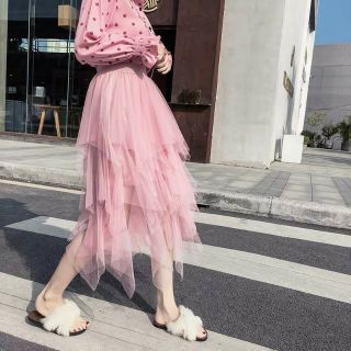Chân váy lưới nhọn pastel
