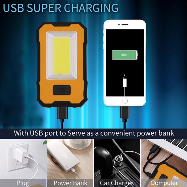Đèn LED Làm Việc/Sửa Chữa Xe Hơi 3 Chế Độ Có Nam Châm Kèm Sạc USB 30W