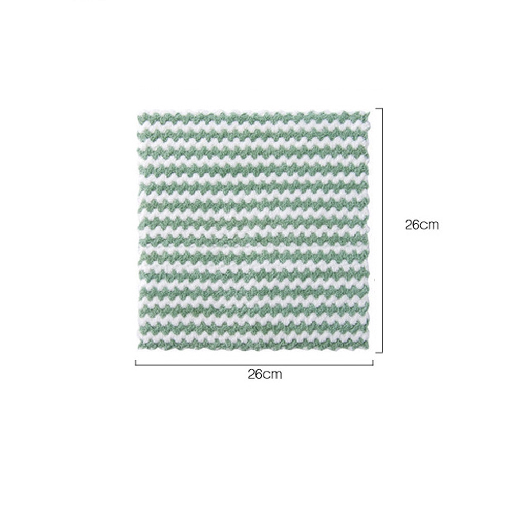 Khăn vải nhung san hô lau đĩa và bàn bếp họa tiết kẻ sọc