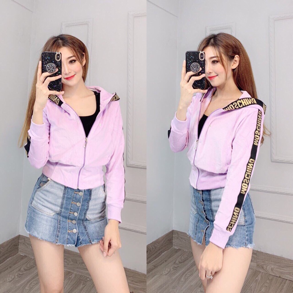 AÓ KHOÁC NHUNG FORM LỬNG VIỀN MOSCHINO CỰC HOT (HÌNH CHỤP THẬT )