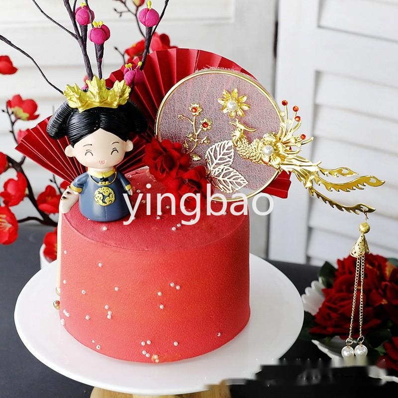 Que Cắm Trang Trí Bánh Hình Chim Phượng Hoàng Bằng Sắt Phong Cách Trung Hoa Cổ Điển