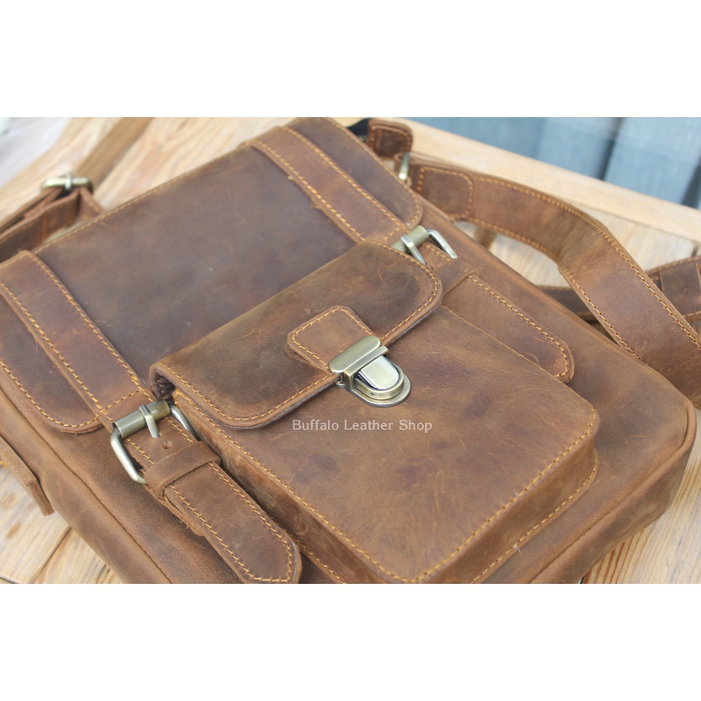 Túi Đeo Chéo Da bò Buffalo Leather BF101 - Da Sáp ngựa điên