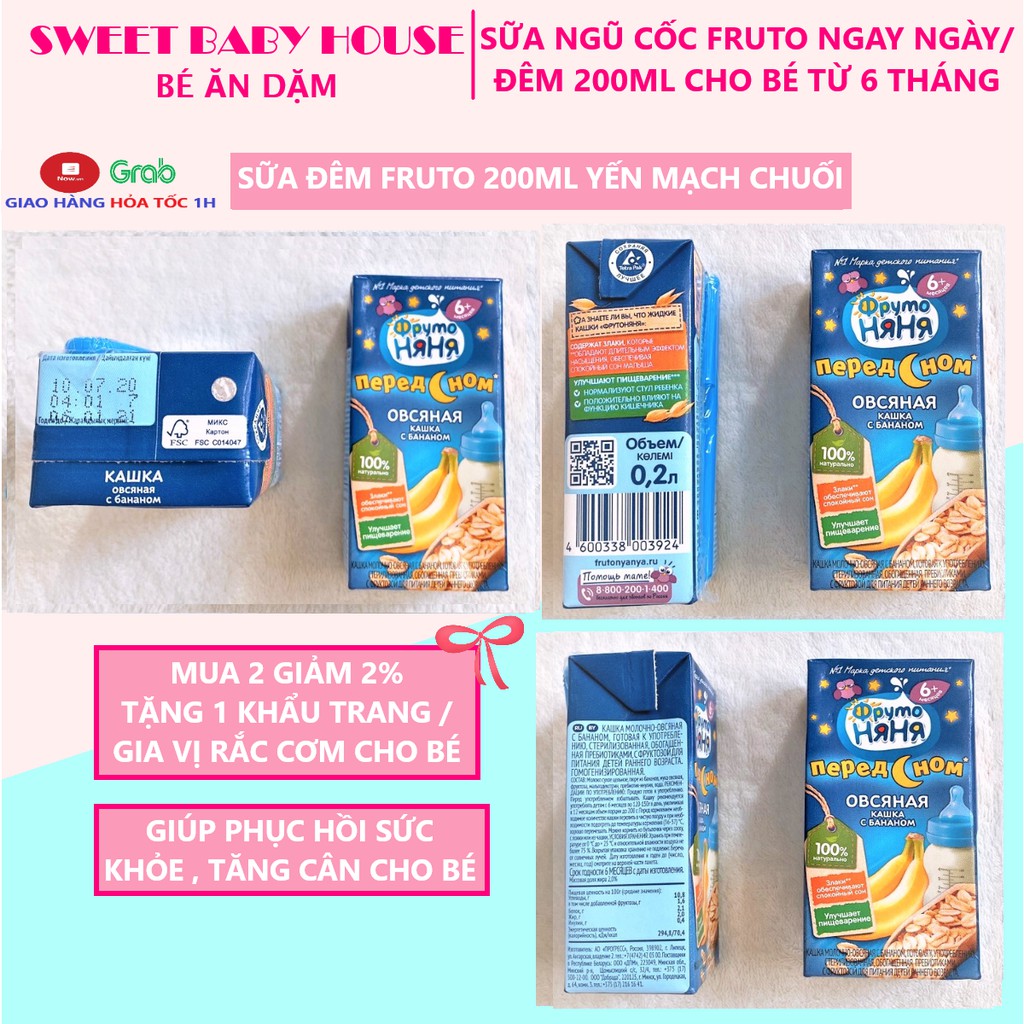 Combo 12 Sữa Fruto Nyannyan Nga ngày tăng cân cho bé từ 12 tháng 200ml. Date 4/2022 - Sweet Baby House