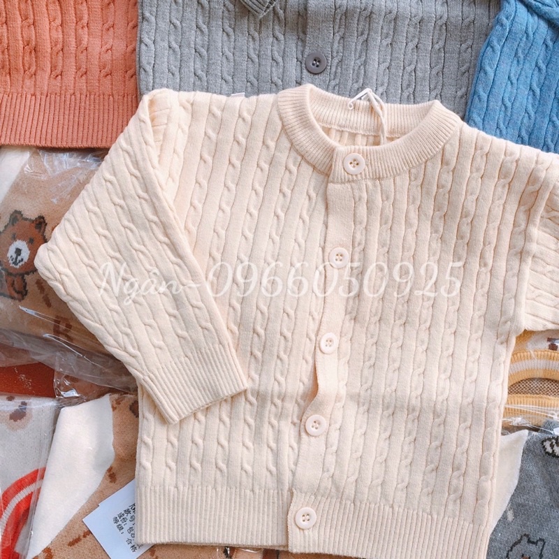 Áo Len Cài Khuy Bé Gái Dày Dặn, Áo Len Khoác Ngoài Thu Đông Cho Bé Gái size 80-120