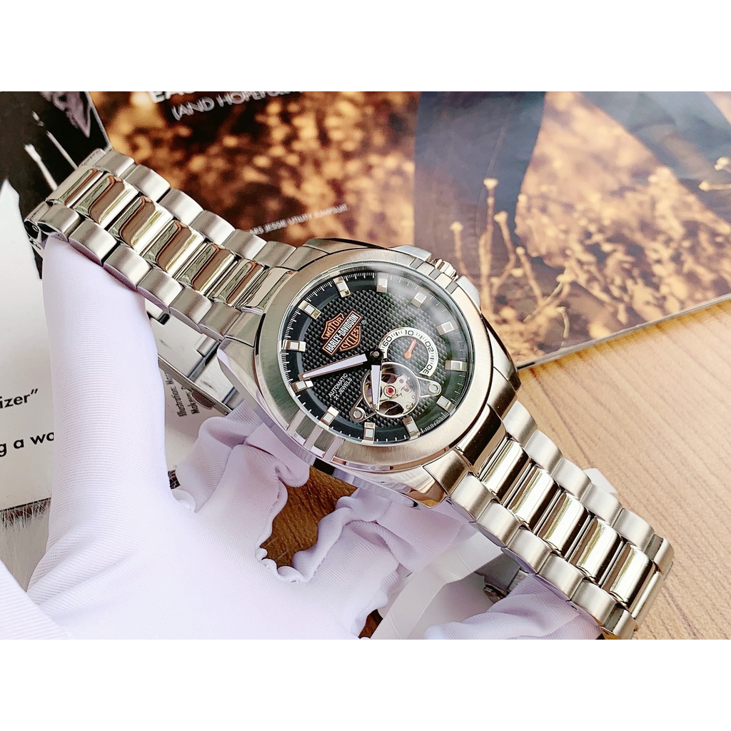 Đồng hồ nam chính hãng Bulova Skeleton 76A166 Phiên Bản Limited Edition Harley Davidson - Máy cơ tự động - Kính cứng