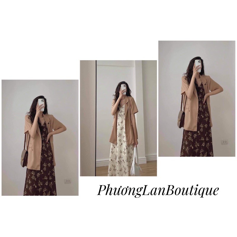 Set đồ nữ 🌸 FREESHIP 🌸 Set váy blaze gồm váy hoa và áo khoác nhẹ ngoài ulzzang siêu hot