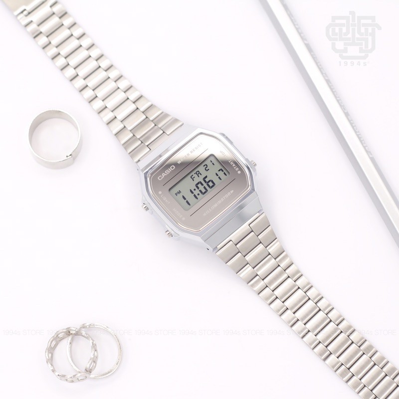 Đồng hồ nam/nữ dây thép CASIO A168WEM-7 CHÍNH HÃNG 36,3mm