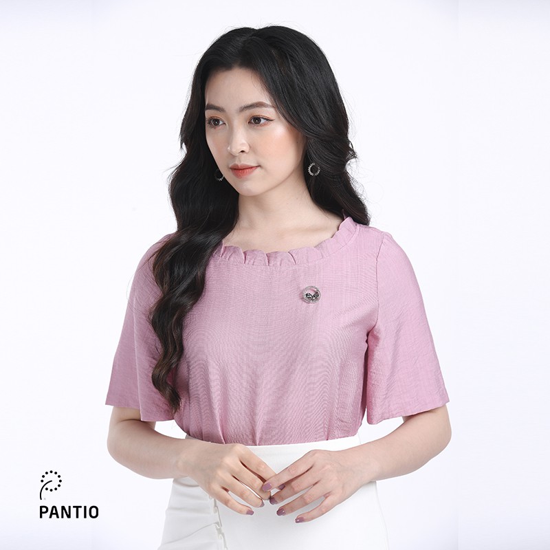 Áo sơ mi nữ chất liệu thô, dáng suông, tay lỡ FAS52121 - PANTIO