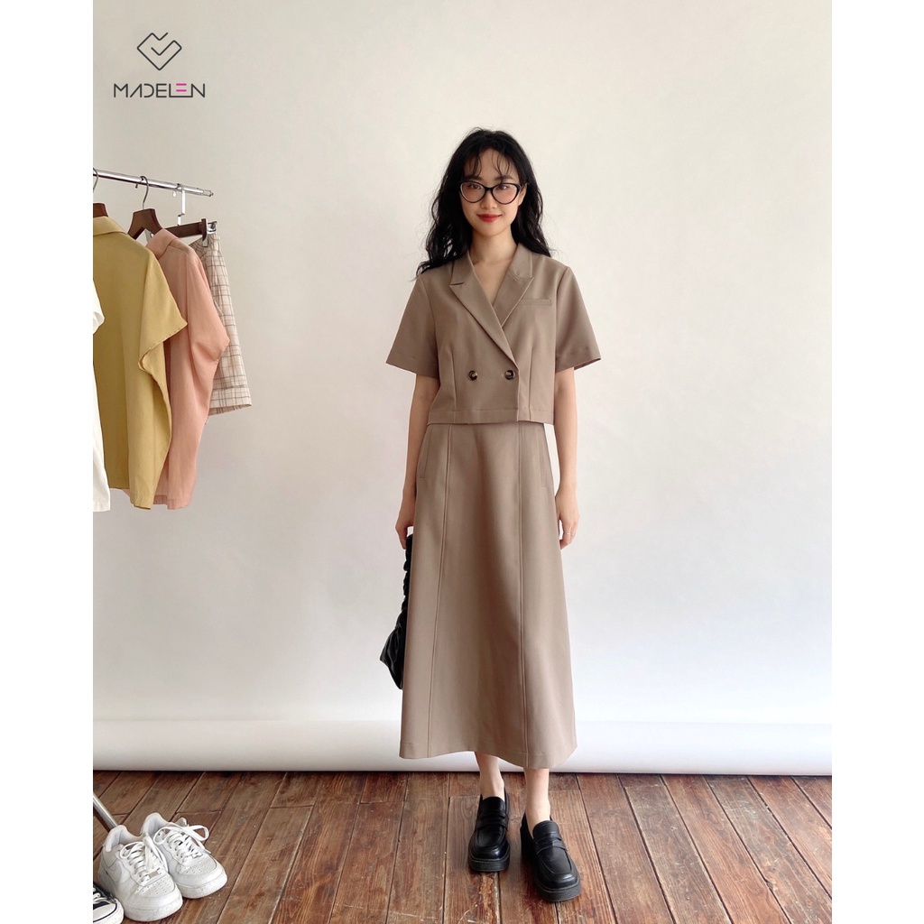 Set áo blazer dáng ngắn và chân váy màu nâu MADELEN (có rời set ) | BigBuy360 - bigbuy360.vn