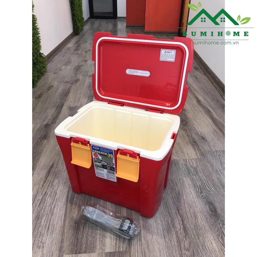 Thùng giữ nhiệt đựng đá 2 lớp giữ nhiệt chính hãng Song Long tặng kèm dây đeo thùng, đủ size 12L-30L - SUMIHOME