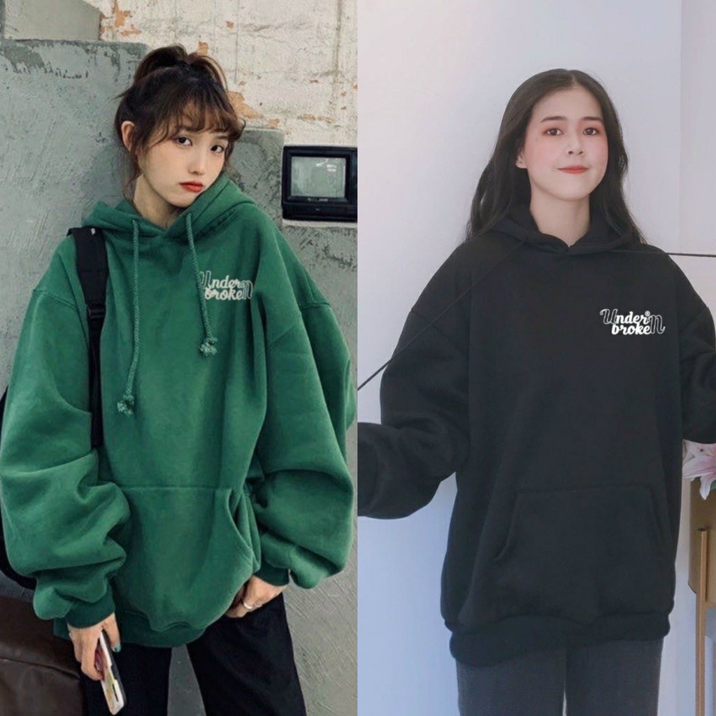 Áo khoác nỉ hoodie áo nỉ ngoại họa tiết in chữ UNDER BROKEN nam nữ unisex