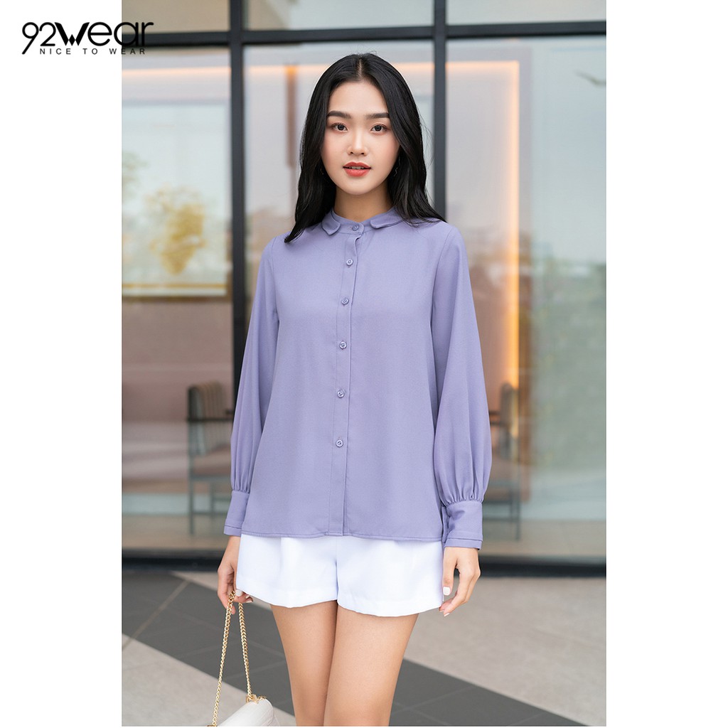 Áo Sơ mi nữ công sở 92WEAR đủ màu, đủ size, dài tay cổ trụ 2 lớp ASW1030 | BigBuy360 - bigbuy360.vn