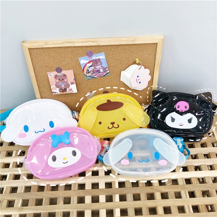 SANRIO Túi Đeo Chéo Bằng PVC Trong Suốt Chống Thấm Nước In Họa Tiết Hoạt Hình Xinh Xắn Cho Bé