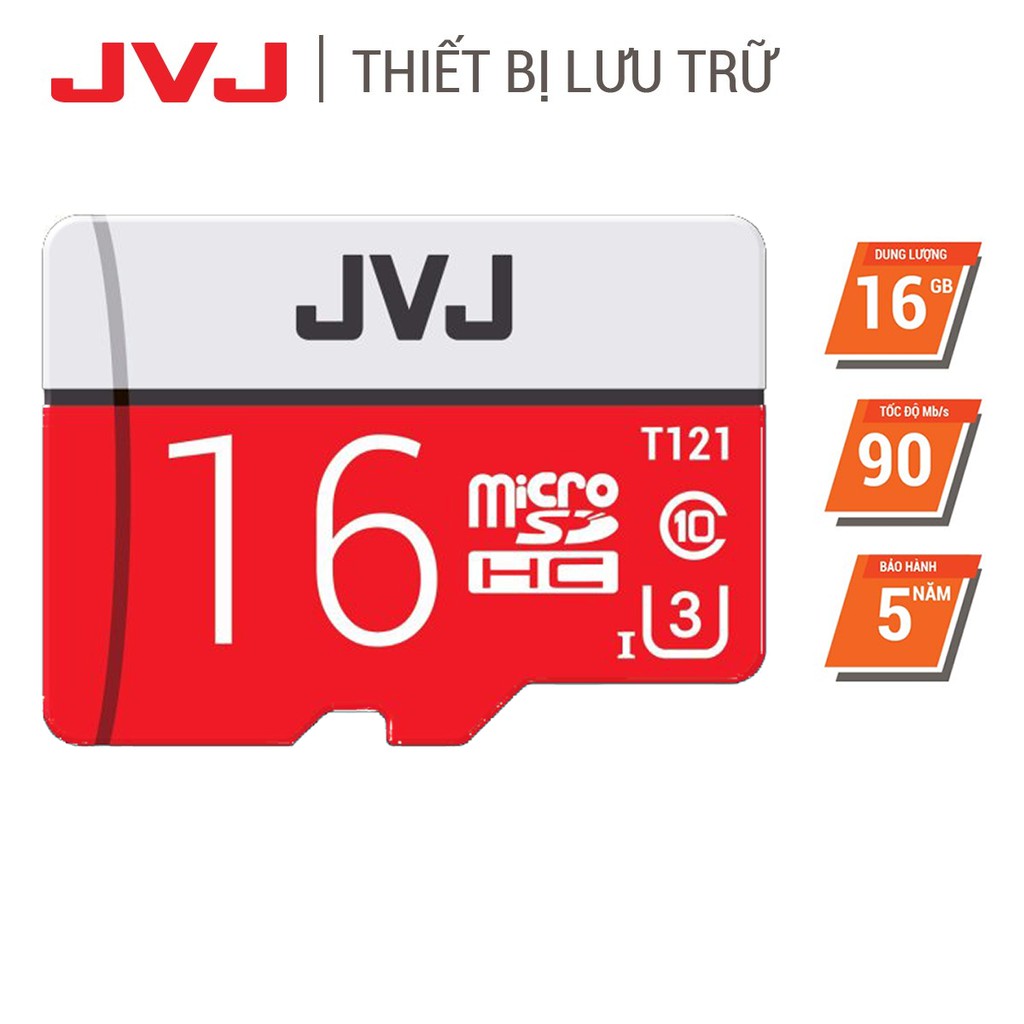 Thẻ nhớ 16Gb JVJ Pro U3 Class 10 - Chuyên dụng CAMERA, Điện thoại, Máy ảnh chuyển dụng tốc độ cao 90Mb/s