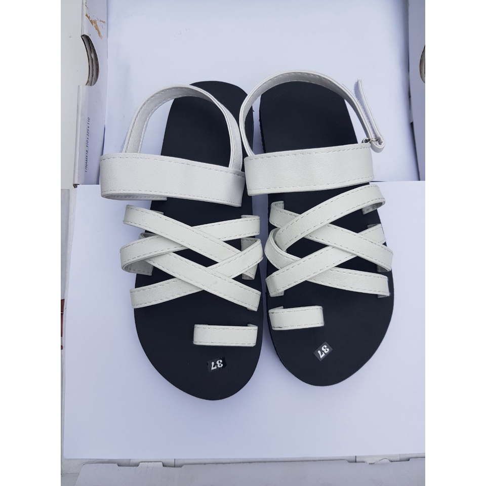 xăng đan nam nữ sandal đồng nai đế đen quai trắng