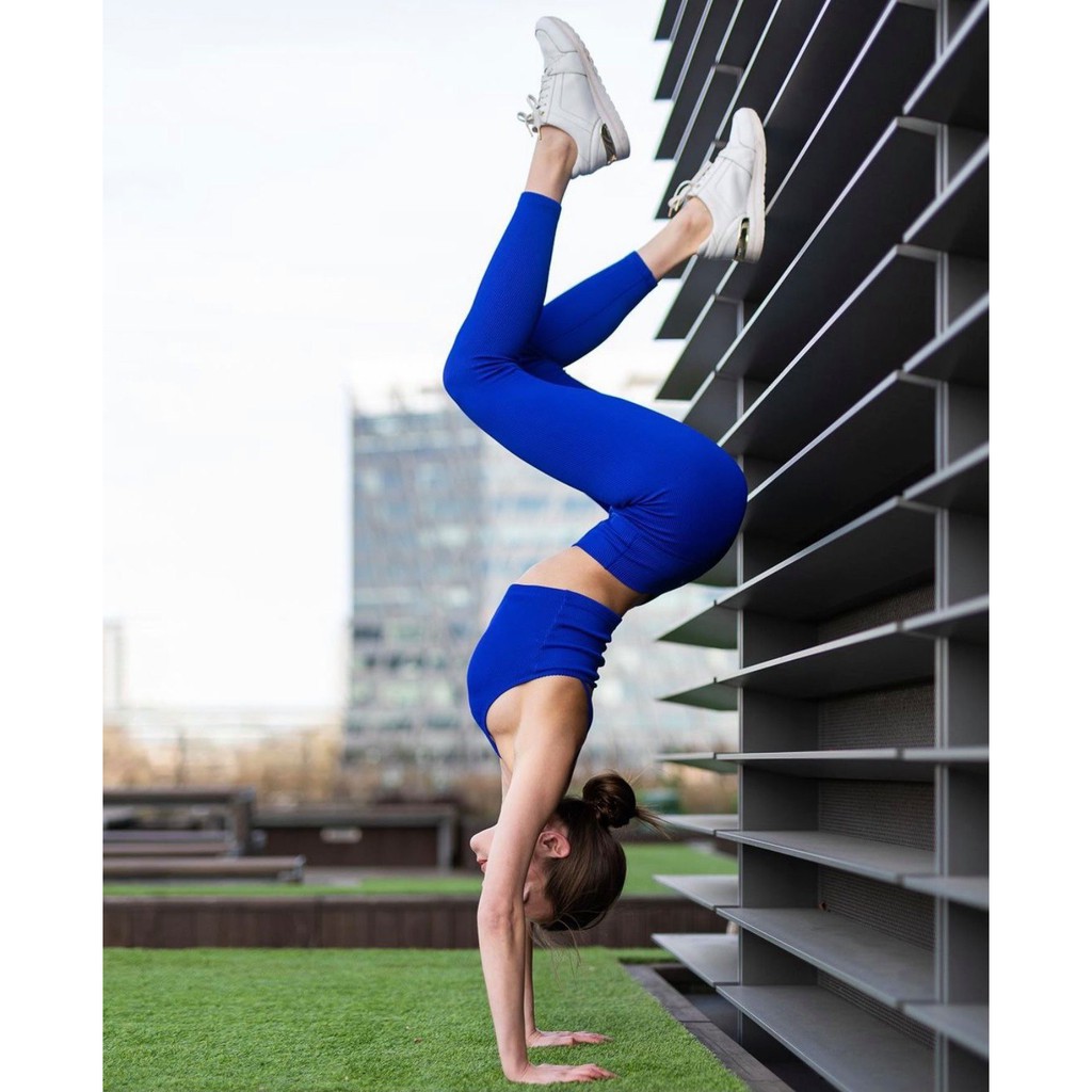 OLABEN Quần tập thể thao Yoga Gym lưng cao Egypian Blue Egrinma Legging