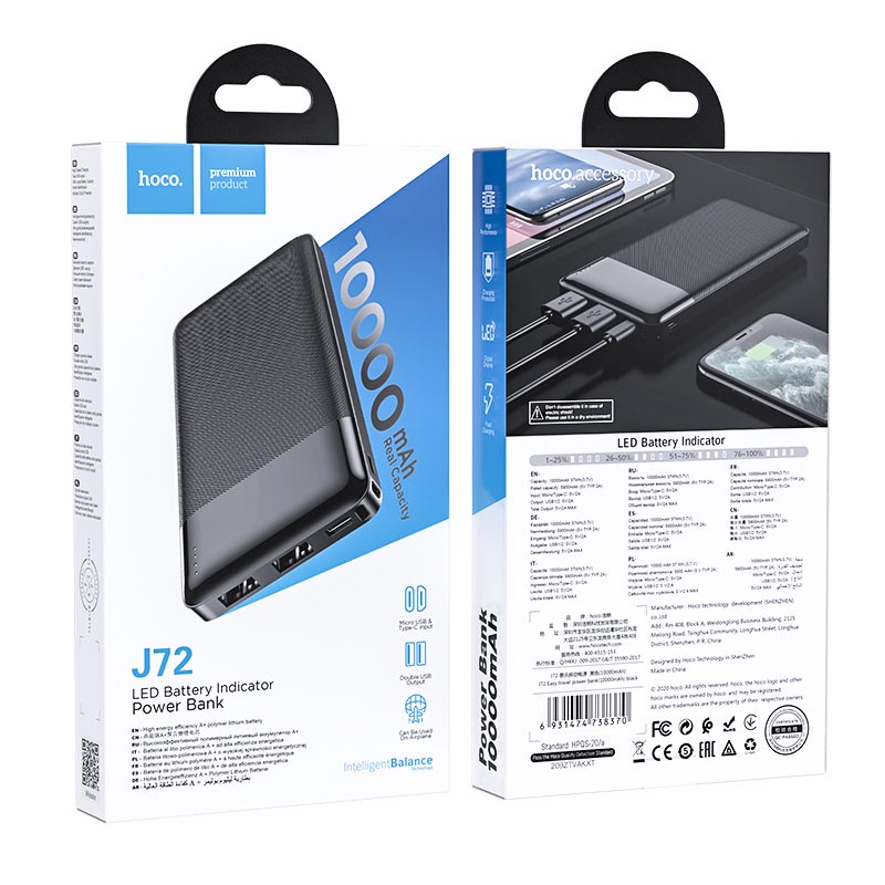 Sạc Dự Phòng Hoco J72 10000mAh Chính hãng