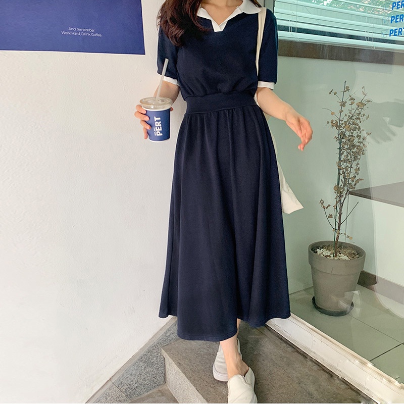 Đầm Thun polo Dài Vừa Phong Cách Hàn Quốc Thời Trang Mùa Hè Mới Cho Nữ
