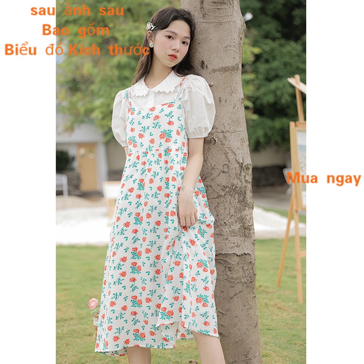 Đầm Dài Dáng Chữ A Màu Trắng + Áo Sơ Mi Trắng Tay Phồng Cổ Gập Dành Cho Nữ