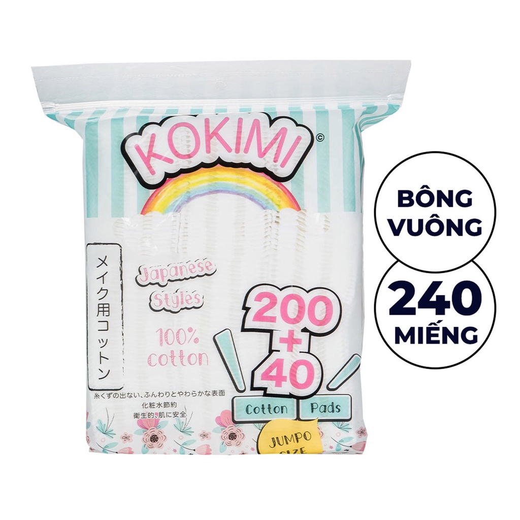 Bông Tẩy Trang Mihoo Kokimi Jumpo Size Túi 240 Miếng