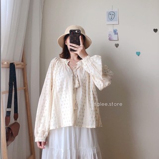 Áo boho cổ nơ tay bồng