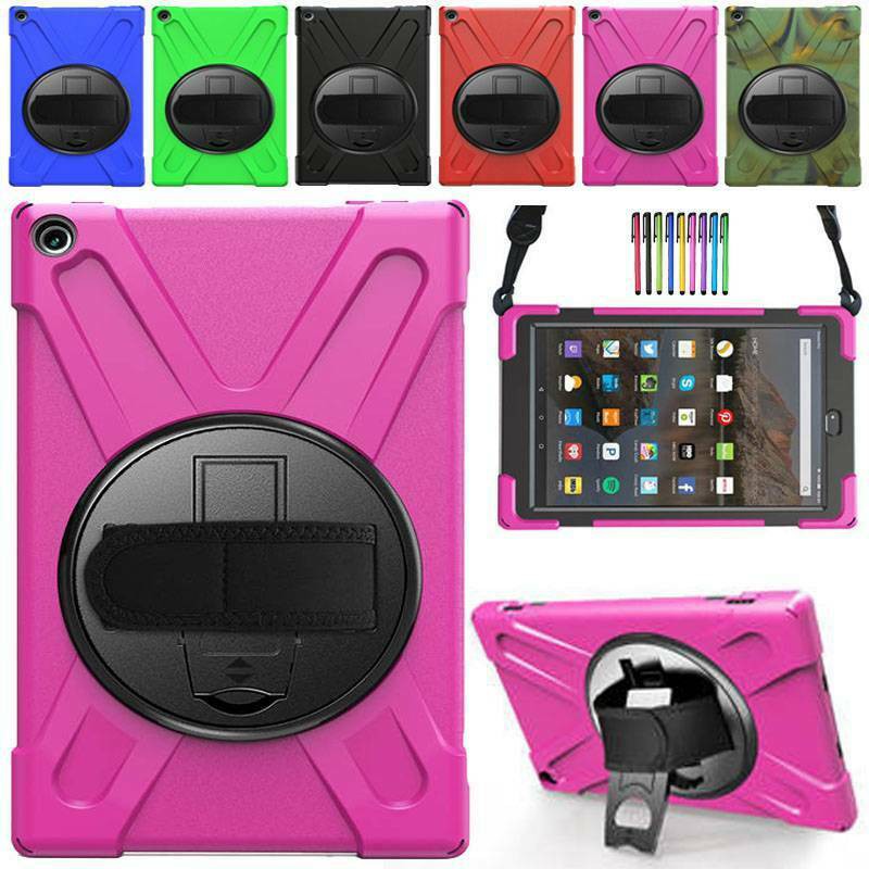 For Amazon Fire HD 10 2017/2018/2019 7th 8th 9th Rotate Shockproof Rugged Hard Stand Case Cover Handle