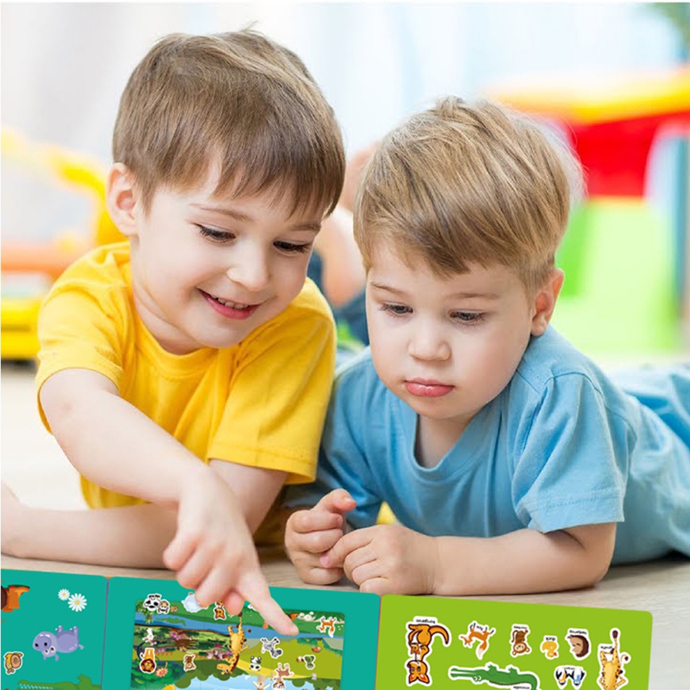 Trẻ em có thể tái sử dụng Hình dán hoạt hình Sách Tự làm cảnh Dán Đồ chơi Trẻ em Học tập Giáo dục Đồ chơi