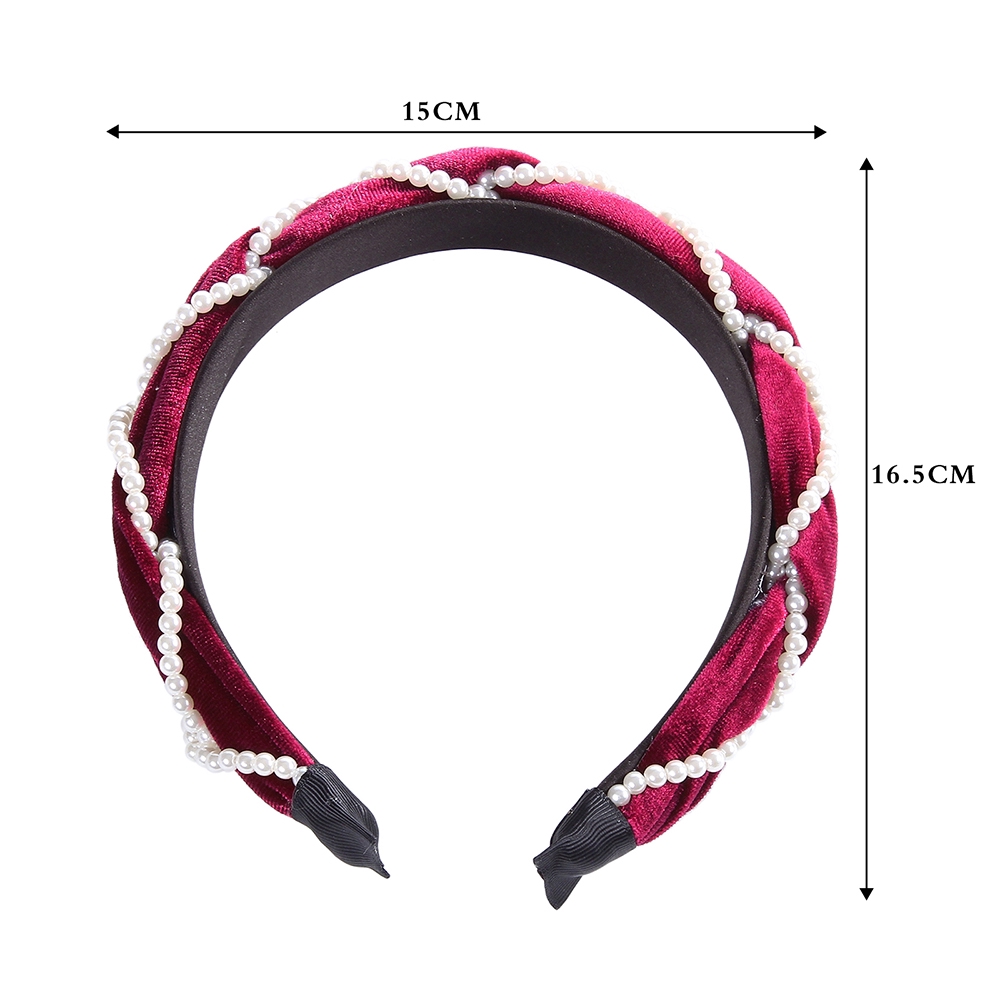 Băng đô nhung đính ngọc trai giả phong cách Hàn Quốc