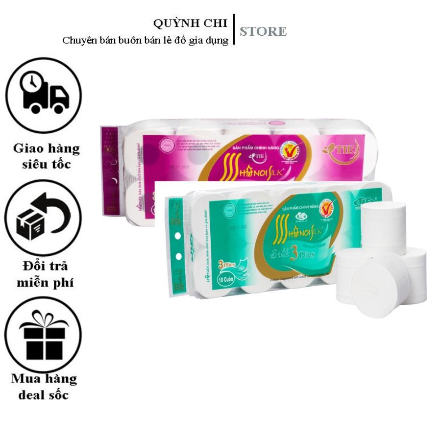 Giấy vệ sinh Hà Nội cao cấp 3 lớp siêu dai không lõi trọng lượng 1,6kg/bịch