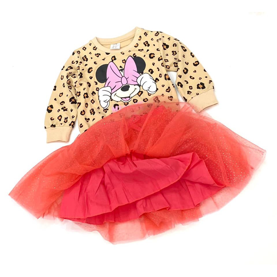 Set thu đông cho bé, set hm bé gái hình minnie size 1-6 tuổi