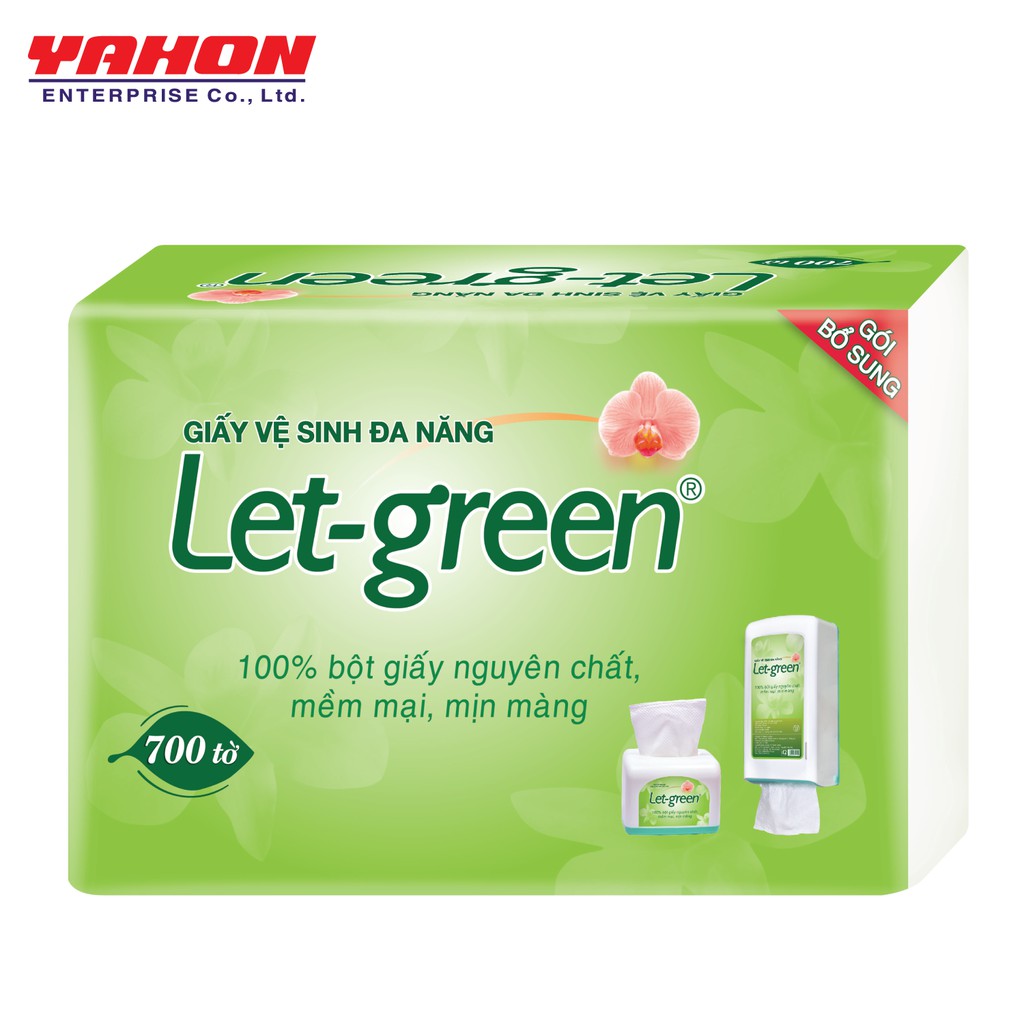 {Tặng hộp nhựa để bàn} BỘ 5 GÓI BỔ SUNG GIẤY VỆ SINH LET-GREEN 10*21 CM 700 TỜ